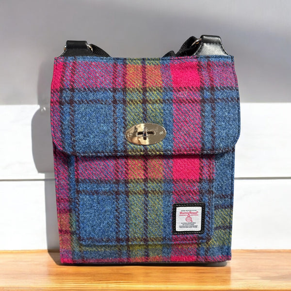 Blue Pink Satchel Harris Tweed