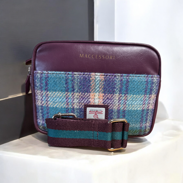 Camera Bag Harris Tweed Green Purple