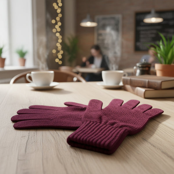 Cashmere Burgandy Gloves