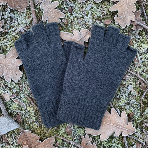 Cashmere Charcoal womens fingerless gloves