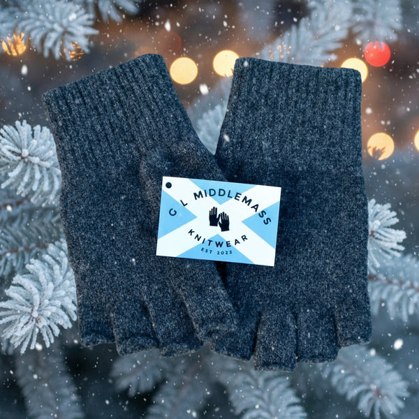 Cashmere Dark Grey Fingerless Gloves Mens