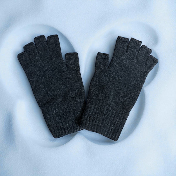 Cashmere Dark Grey Fingerless_Gloves Womens 