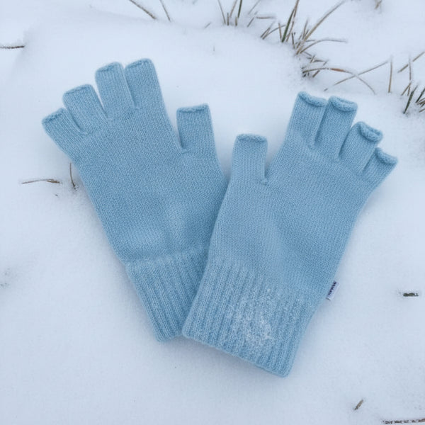 Cashmere Eggshell Blue Fingerless womens Gloves 