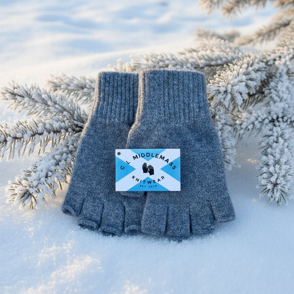 Cashmere  Grey  Fingerless Gloves Mens