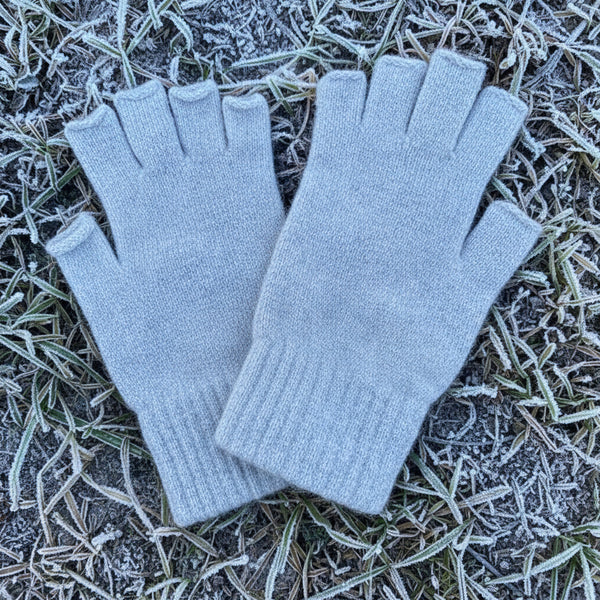 Cashmere Grey Fingerless Gloves Womens 