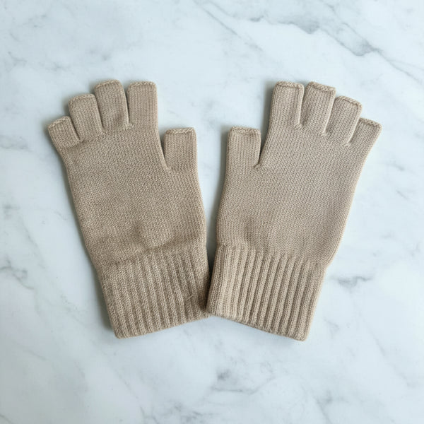 Cashmere  womens Camel Fingerless Gloves