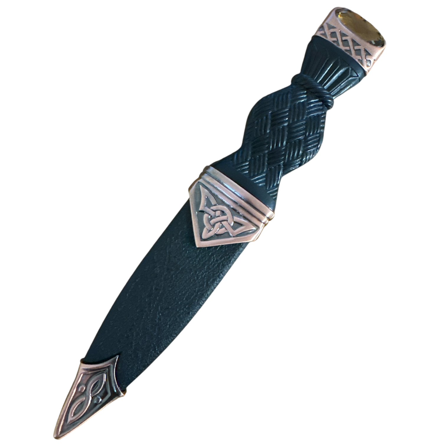 Celtic Sgian Dubh With Stone Top - Copper Finish