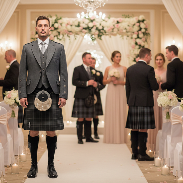 charcoal jacket with hebridean Cairn kilt 