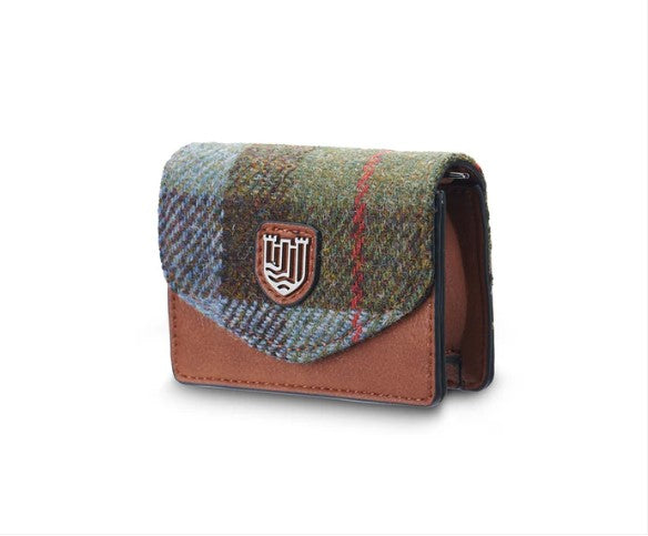 Chestnut Blue Harris Tweed Card Case