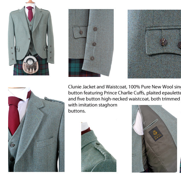 Crail Kilt Moss Green Jacket and Waistcoat