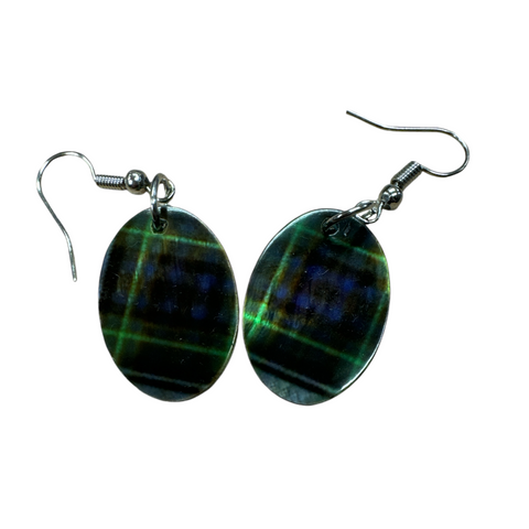 Earings Drop Ocal Green Tartan