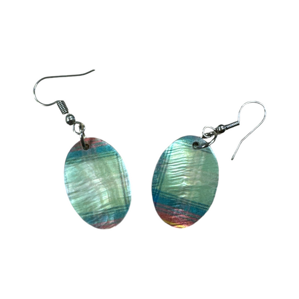 Earings oval drop Green Pink 