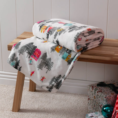 Fleece Throw Snow Christmas Aspen