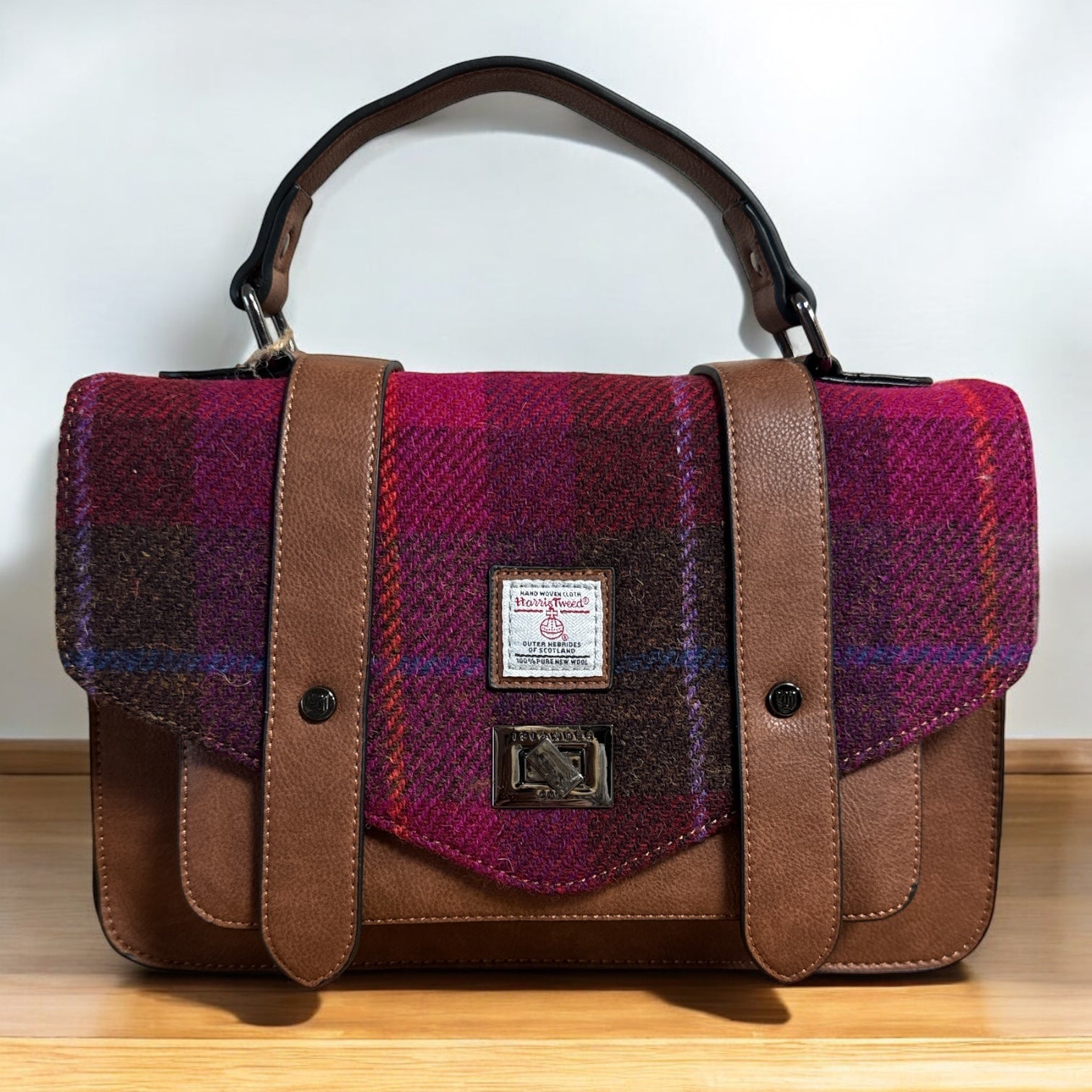 Fuschia Harris Tweed Bag