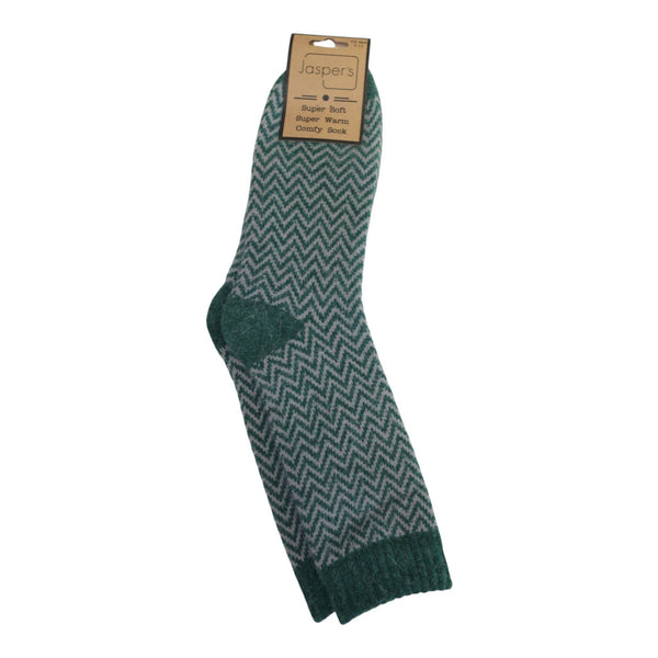 Green Herringbone Cosy Men Socks