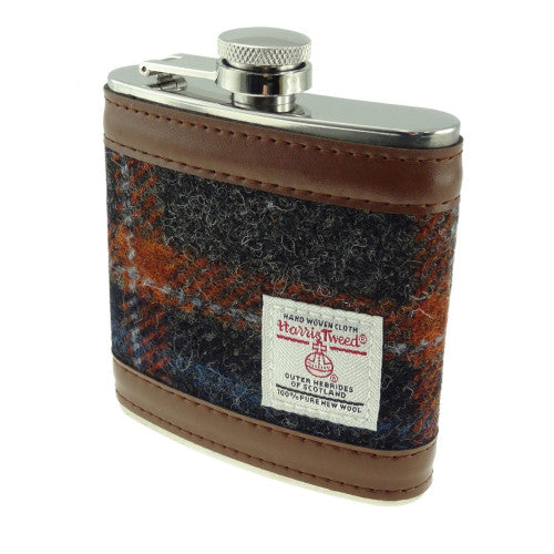 Grey With Rust Overcheck Hip Flask