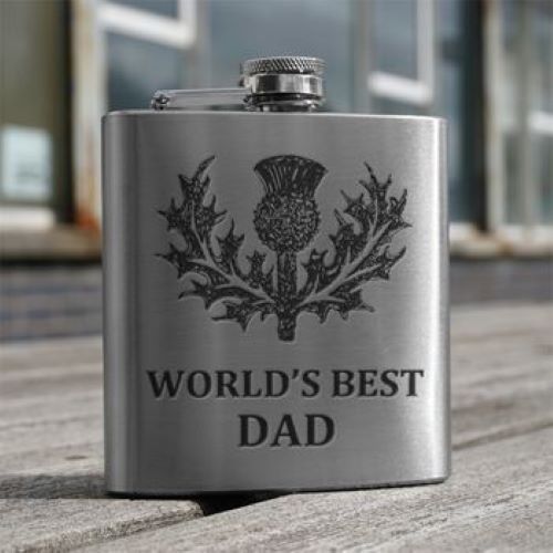 Silver Hip Flask with Best Dad Design