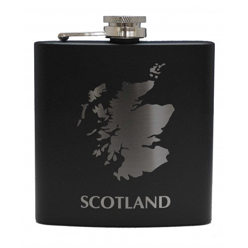 Black Hip Flask wth Scotland Map Design