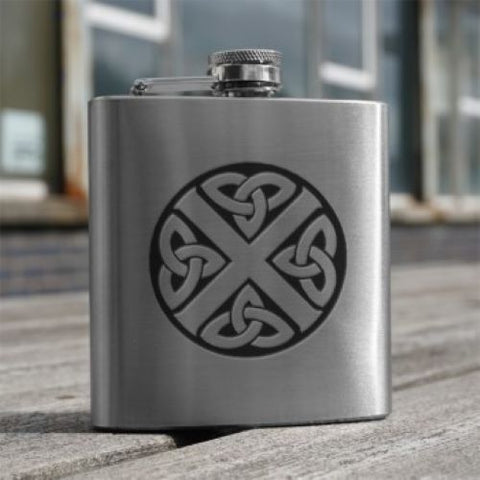 Silver Hip Flask with Celtic Saltire Design