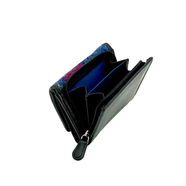 Harris Tweed Trifold Purse blue pink