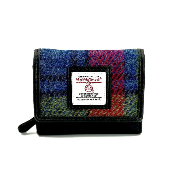Harris Tweed Trifold Purse blue pink