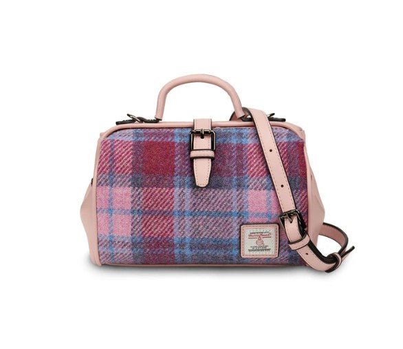 Harris Tweed Doctor Bag Pink Blue Tartan