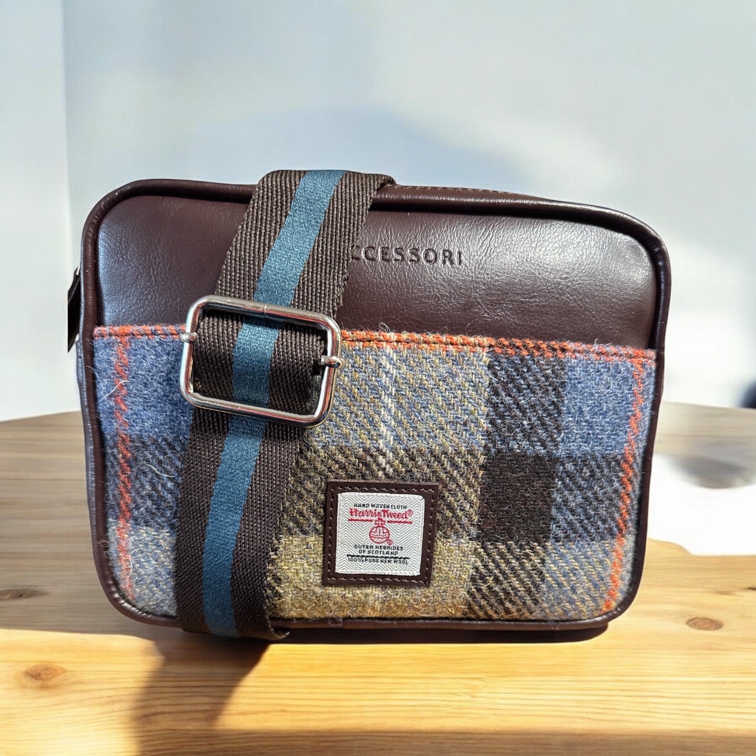 Harris Harris Tweed Camera Bag Blue Brown