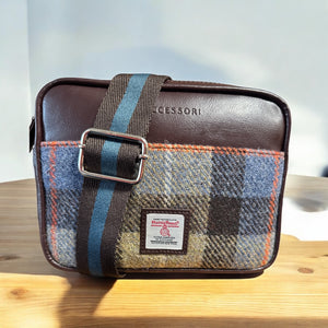 Harris Harris Tweed Camera Bag Blue Brown