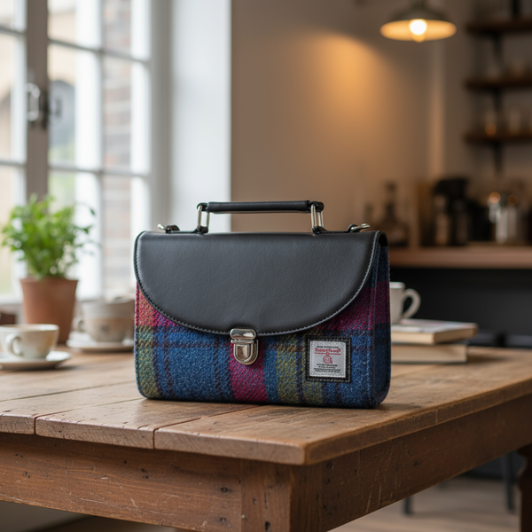 Harris Tweed Blue Pink Mini Day Bag 