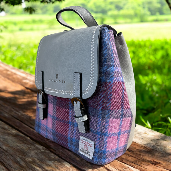 Harris Tweed Bute Backpack Pink and  Blue