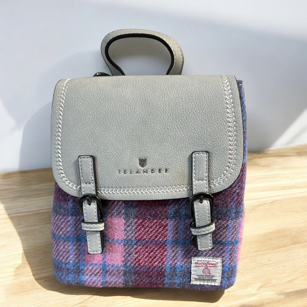 Harris Tweed Bute Backpack Pink and Blue