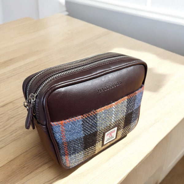 Harris Tweed Camera Bag Blue Brown
