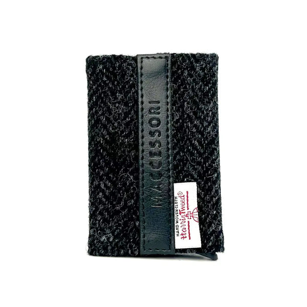 Harris Tweed Charcoal Pop up Card Holder