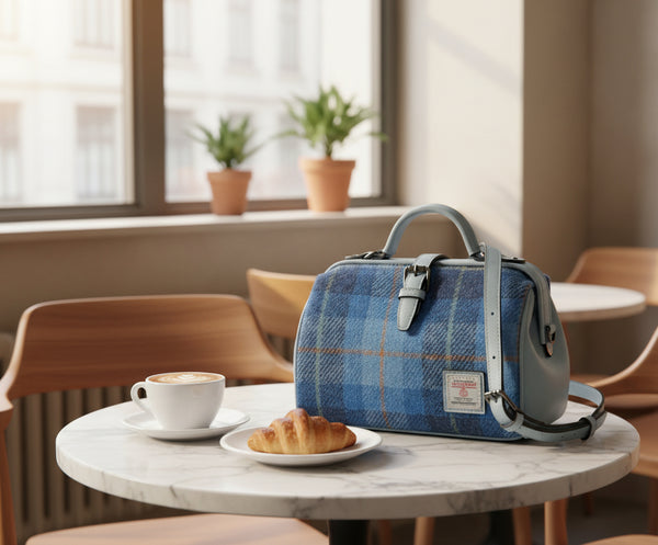 Harris Tweed Doctor Bag Blue Tartan