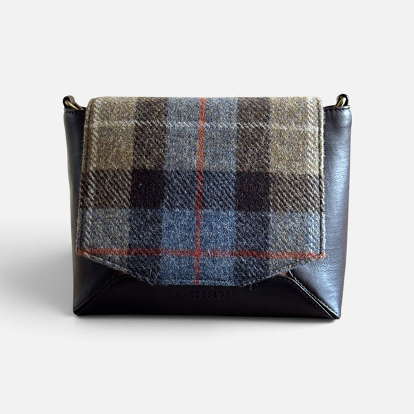 Harris Tweed Highland Messenger Bag Brown Blue