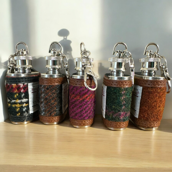 Harris Tweed Hip Flask Key Chain