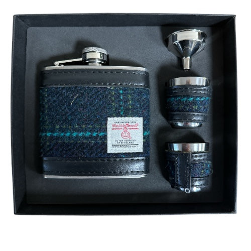 Harris Tweed Hip Flask Set 