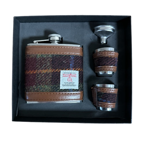Harris Tweed Hip Flask Set 