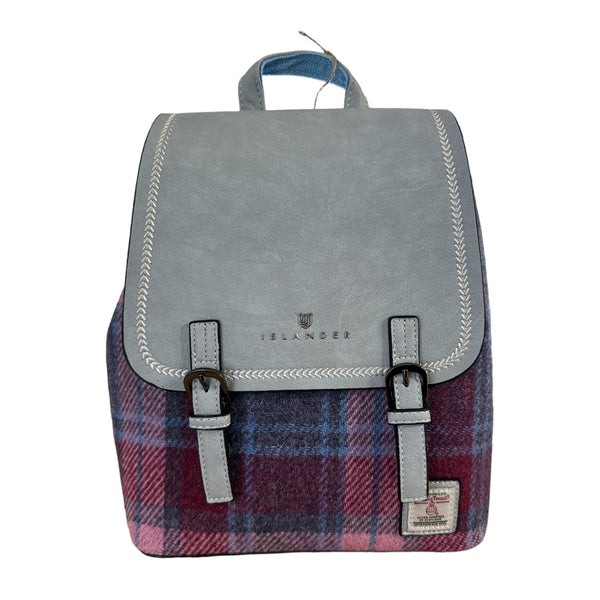 Harris Tweed Pink Blue Tartan Backpack