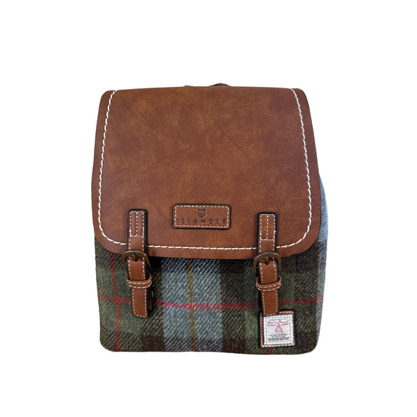 Harris Tweed Chestnut  Blue Tartan Backpack