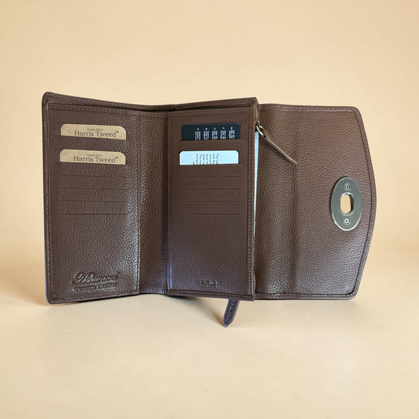 Harris Tweed Leather Large Lock Purse