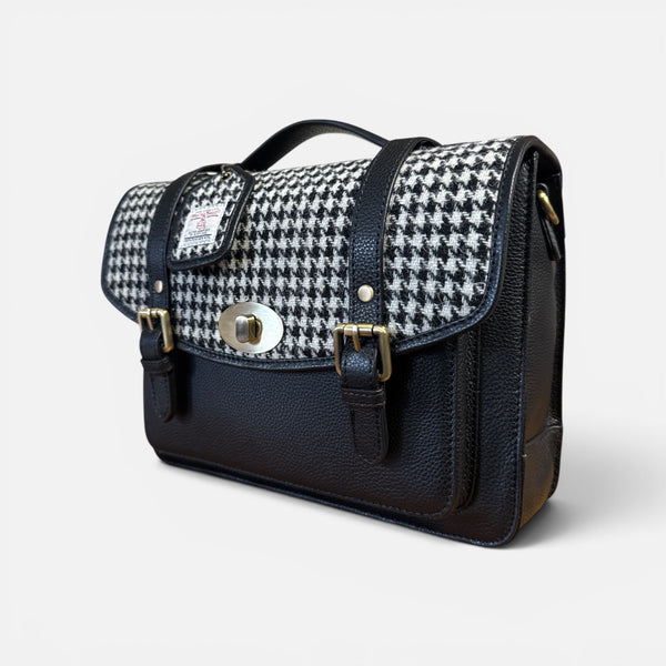 Harris Tweed Leather Large Satchel Bag 