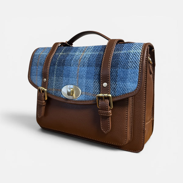 Harris Tweed Leather Large Satchel Bag 