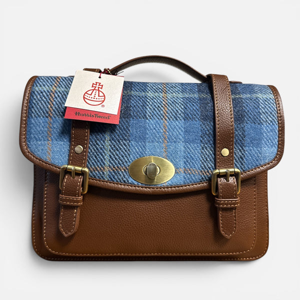 Harris Tweed Leather Large Satchel Bag 