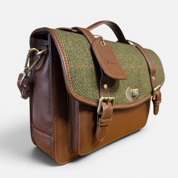 Harris Tweed Leather Large Satchel Bag 