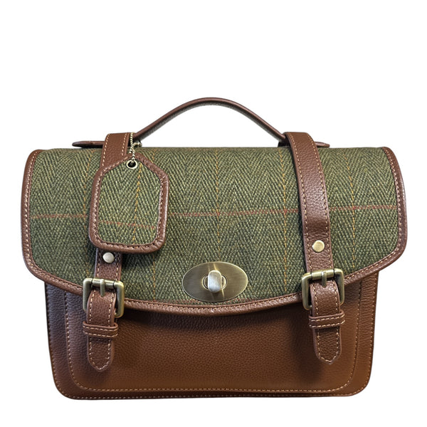 Harris Tweed Leather Large Satchel Bag 