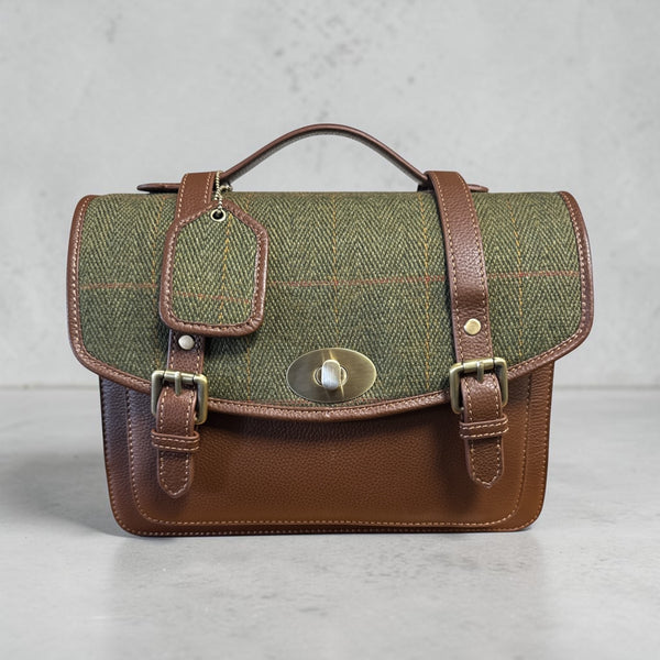 Harris Tweed Leather Large Satchel Bag 