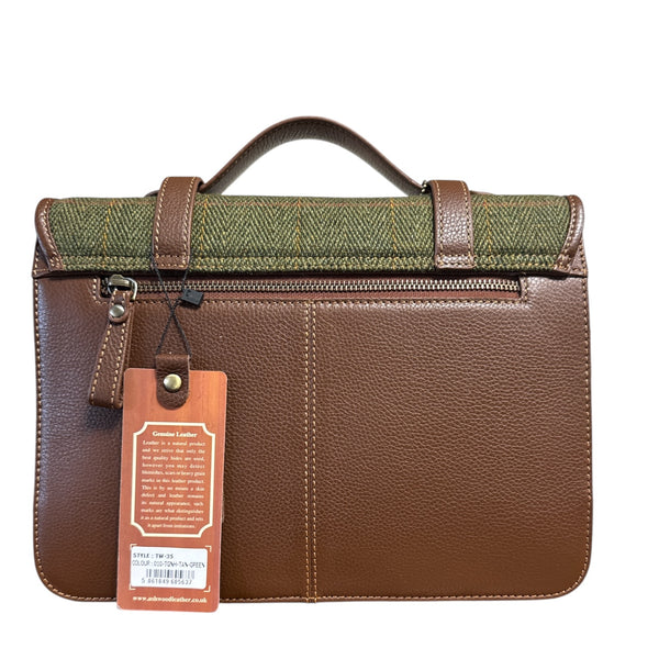 Harris Tweed Leather Large Satchel Bag 