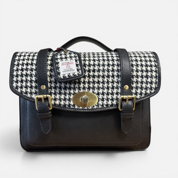 Harris Tweed Leather Large Satchel Bag 