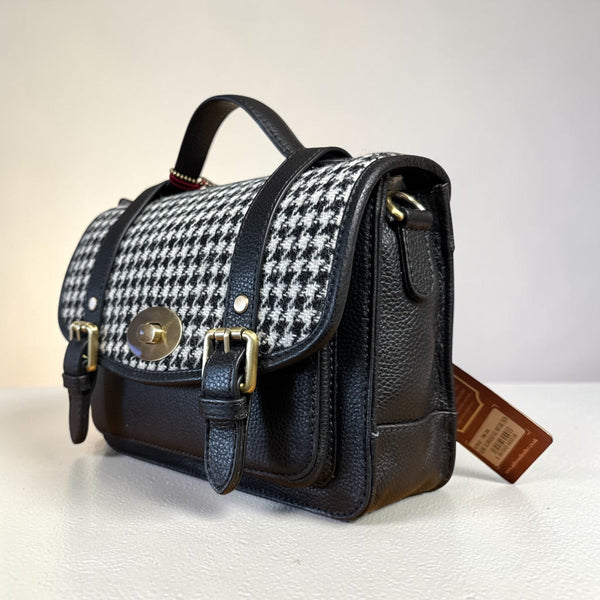 Harris Tweed Leather Medium Satchel Bag 